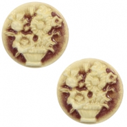 Cabochon Basic Camee 20mm Blumenstrauss Brown-antique gold