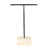 Schmuckdisplay Ohrringe T-Form mit Holz St&auml;nder Schwarz-Holz