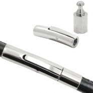 Stainless Steel - Rostfrei Stahl Schmuckzubeh&ouml;r Klickverschlusss &Oslash;4mm Antik silber