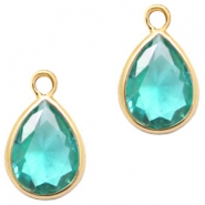 Anh&auml;nger Kristallglas tropfenform 11x8mm Emerald blue zircon crystal-gold