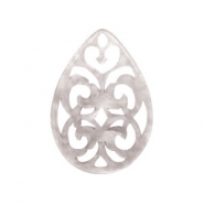 Resin Anhänger Tropfen Barock 38x27mm Sand grey