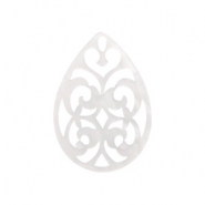 Resin Anhänger Tropfen Barock 38x27mm Bright white