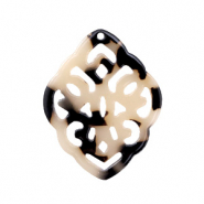 Resin Anh&auml;nger Rhombus Barock Cream black