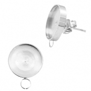 Polaris Steel Ohrringe (mit &Ouml;se horizontal) Fassung f&uuml;r 7mm Cabochon/Swarovski SS34 Silber