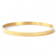 Armbänder aus Stainless Steel - Rostfreiem Stahl "LA VIE EST BELLE" Gold