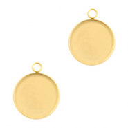 Stainless Steel - Rostfrei Stahl Schmuckzubeh&ouml;r Fassung Anh&auml;nger f&uuml;r Cabochon 12mm Gold