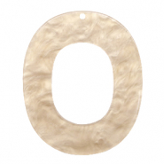 Resin Anh&auml;nger Oval 48x40mm Light semolina beige