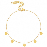 Fusskettchen aus Stainless Steel - Rostfreiem Stahl Munze Gold