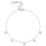 Fusskettchen aus Stainless Steel - Rostfreiem Stahl Munze Silber