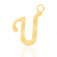 Stainless Steel - Rostfrei Stahl Anh&auml;nger Initial U Gold