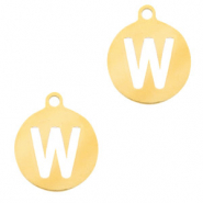 Stainless Steel - Rostfrei Stahl Anh&auml;nger 10mm Initial coin W Gold