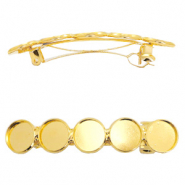 Haarspangen Metall Fassungen für 5 Cabochons 12mm Gold