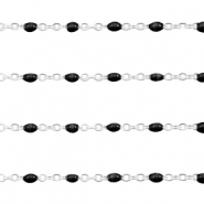 Stainless Steel - Rostfrei Stahl Schmuckzubeh&ouml;r Gliederkette 1mm Schwarz-silber