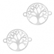 Stainless Steel - Rostfreiem Stahl Anh&auml;nger Zwischenst&uuml;ck Tree of Life 13mm Silber