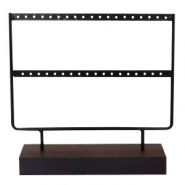 Schmuckdisplay Ohrringe zwei reihen mit Holz St&auml;nder Black-dark brown