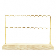 Schmuckdisplay f&uuml;r Ohrringe 2 Reihen Natural wood-gold