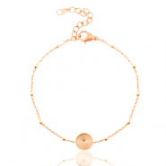 Polaris Steel Armband aus Stainless Steel mit Fassung f&uuml;r 7mm Cabochon / Swarovski SS34 Ball Rosegold