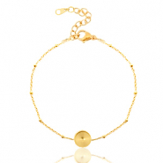 Polaris Steel Armband aus Stainless Steel mit Fassung f&uuml;r 7mm Cabochon / Swarovski SS34 Ball Gold