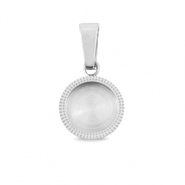 Polaris Steel Anh&auml;nger aus Stainless Steel mit Fassung f&uuml;r 7mm Cabochon/Swarovski SS34 Silber