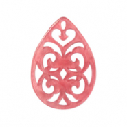Resin Anh&auml;nger Tropfen Barock 38x27mm Fruit dove pink