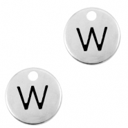 Metall Anhänger DQ Initiale W Antik silber (Nickelfrei)