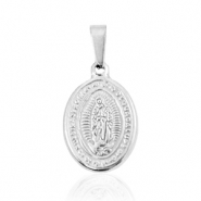 Rostfreiem Stahl Anh&auml;nger Oval "Mother of Guadeloupe" Silber