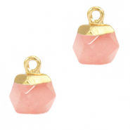 Naturstein Anhänger Hexagon Light pink-gold