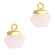Naturstein Anhänger Hexagon Icy pink-gold