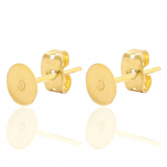 Ohrringe / Ohrstecker aus Stainless Steel - Rostfreiem Stahl f&uuml;r 7mm Cabochon und SS34 flatback Gold