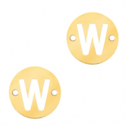 Stainless Steel - Rostfreiem Stahl Anhänger Zwischenstück rund 10mm Initial coin W Gold