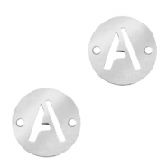 Stainless Steel - Rostfrei Stahl Anhänger Zwischenstück 10mm Initial coin A Silber