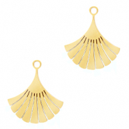Stainless Steel - Rostfrei Stahl Anh&auml;nger Ginkgo Blatt Gold