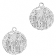 Brass TQ Metall Anhänger Sternzeichen Zwillinge Silber