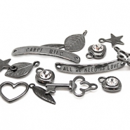 Metall Perlen und Anhänger DQ Metall Perlen DQ silber anthrazit