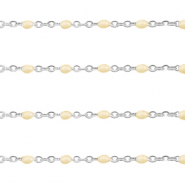 Stainless Steel - Rostfrei Stahl Schmuckzubeh&ouml;r Gliederkette 1mm Almond oil beige-silber