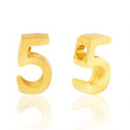 Stainless Steel - Rostfrei Stahl Perlen Zahlen 5 Gold