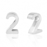 Stainless Steel - Rostfrei Stahl Perlen Zahlen 2 Silber