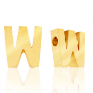 Stainless Steel - Rostfrei Stahl Perlen Buchstaben W Gold