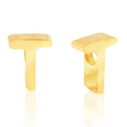 Stainless Steel - Rostfrei Stahl Perlen Buchstaben T Gold