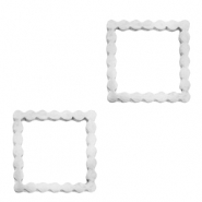 Stainless Steel - Rostfrei Stahl Anhänger / Zwischenstück Viereck Silber