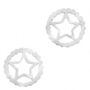 Stainless Steel - Rostfrei Stahl Anhänger/Zwischenstück Stern Silber