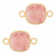 Naturstein Anhänger Zwischenstück 12x12mm Blossom pink-gold