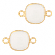 Naturstein Anhänger Milchquarts Zwischenstück 12x12mm White-gold