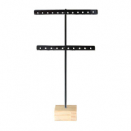 Schmuckdisplay Ohrringe T-Form mit Holz St&auml;nder Schwarz-Holz