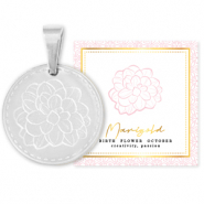Mix & Match Anh&auml;nger aus Stainless Steel - Rostfreiem Stahl 15mm Birth flower October-Marigold Silber