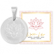 Mix & Match Anh&auml;nger aus Stainless Steel - Rostfreiem Stahl 15mm Birth flower July-Water lily Silber