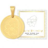 Mix & Match Anh&auml;nger aus Stainless Steel - Rostfreiem Stahl 15mm Birth flower May-Lily of the valley Gold