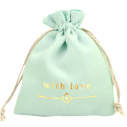 Schmuckbeutel "with love" Mint green-gold