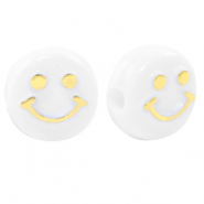 Buchstaben Perlen aus Acryl Smiley White-gold