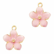 Basic Quality Metall Anh&auml;nger Blume Gold-pink